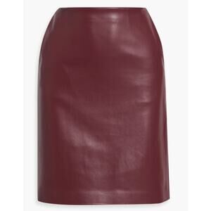 Theory Women's Clean Pencil Skirt L Bedford Faux Leather Burgundy 00 0 NWT 295
